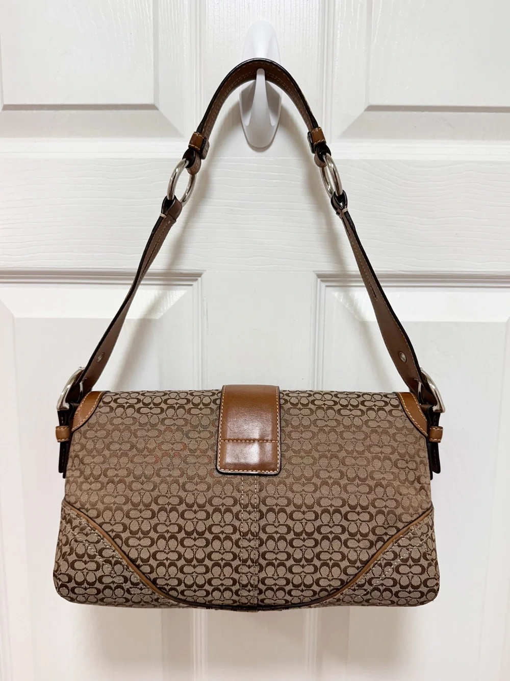 Coach Soho Buckle Flap Medium Shoulder Bag Mini Signature Jacquard Y2K